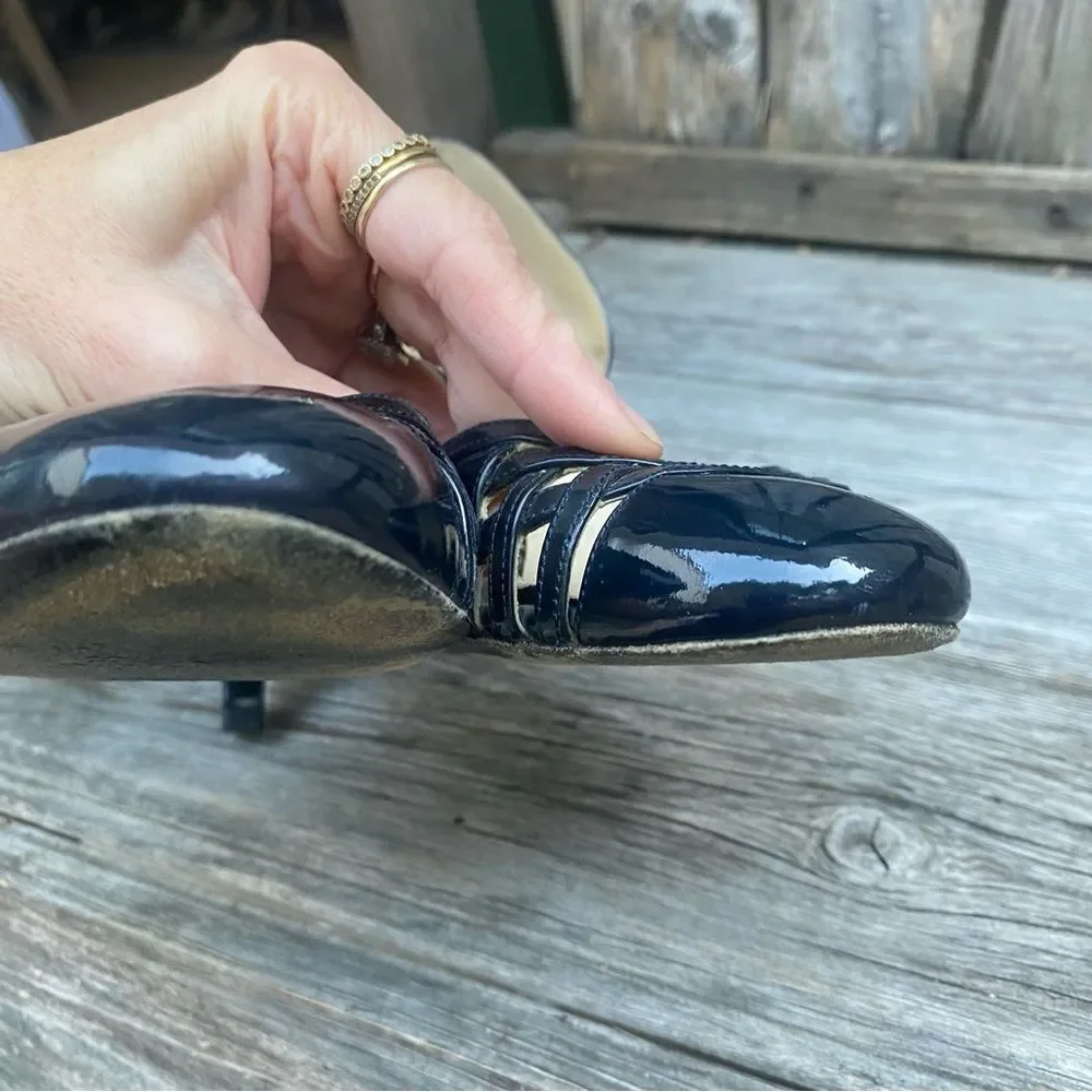 Chanel Chaus Ouvertes Noir Black Patent Heels Size 36 in navy